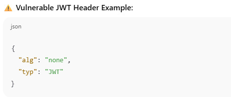 JWT alg=none vulnerability illustration